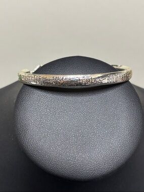 Fearless Fierce Positive Words Bangle Silver Tone Adjustable Bracelet